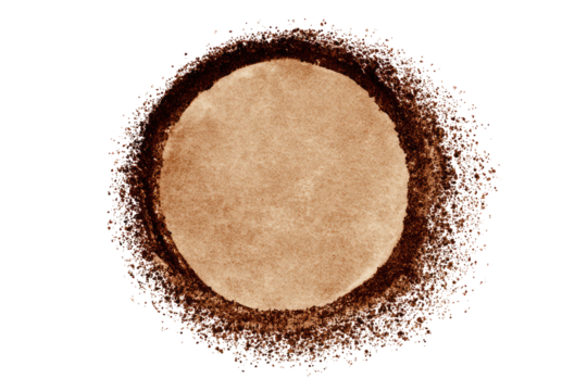 Circular, brown, watercolor design, organic shape. Dark brown ring around a light brown circle. Abstract - Powered by Adobe