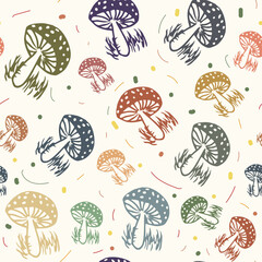 seamless vector pattern with colored toadstools