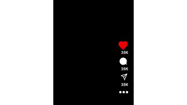 Vertical Video Overlay of Animated Reels Engagement Icons Growing , Likes, Comments, Shares. Social Media Elements.Social Media Management, Social Media Marketing.