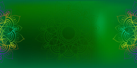 Hand drawn intricate multicolor mandala design on dark green. Vector mandala background for decoration invitation, cards, logos, cover, brochure, flyer, banner