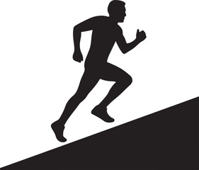Silhouette Of Person Running Up Hill For Fitness Training On Transparent Background Sportsperson Exercise Strength Endurance Cardio Workout Athletic Stamina Wellness Lifestyle