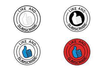Like and Subscribe Icons Collection – Social Media Buttons, Thumbs Up Graphics