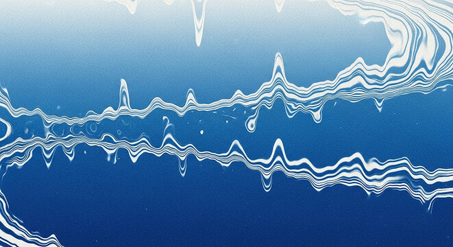 Wavy white lines dripping blue gradient background