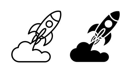 Rocket launch icon symbol of startup, business, technology, innovation, and space exploration in vector format