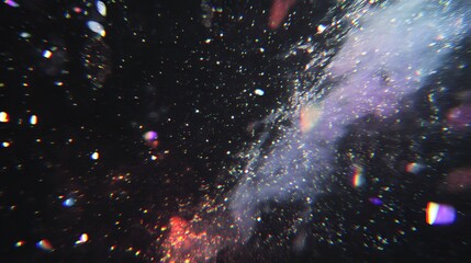 Abstract distorted glitch effect with digital noise and vibrant RGB color streaks