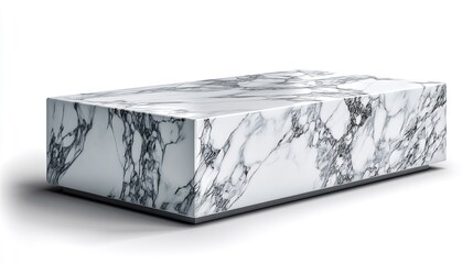 Elegant rectangular marble block with intricate veining and a polished , perfect for design projects.
