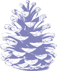Stylized purple pine cone illustration, isolated nature design element