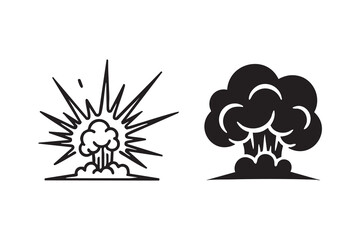 Vector explosion line and solid icon pack outline different style. Symbol, logo