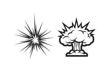 Vector explosion line and solid icon pack outline different style. Symbol, logo