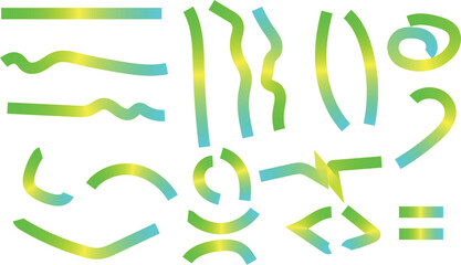 Abstract green and blue gradient stroke shapes with glowing highlights for modern graphic design