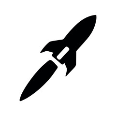 Silhouette of a rocket launching, deep black vector illustration.