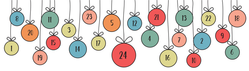 colorful advent calendar 24 christmas gifts isolated vector illustration
