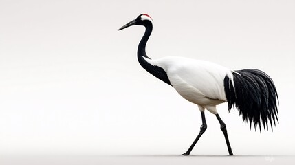 Graceful Crane: Elegant Bird with Striking Plumage Posing Against a Clean Background for Animal Conservation