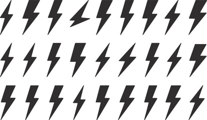 Grid of Black Lightning Bolt Icons electricity power