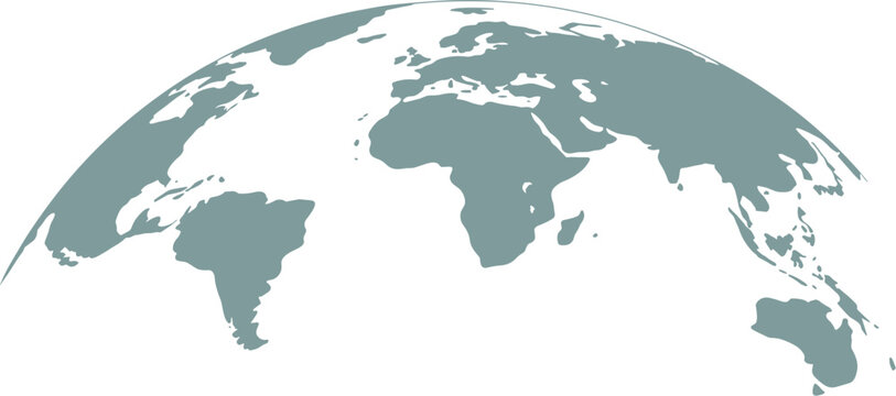 World Map with Curved Horizon earth continents