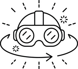 Virtual Reality Experience Line Icon – VR Headset with Immersive 360 Symbol Vector