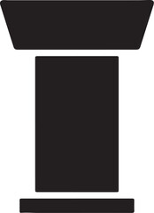 Black silhouette of a simple pedestal or plinth with a flat top stand base on transparent background