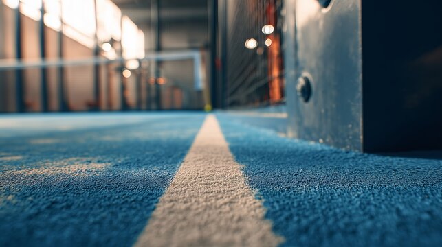 Court surface with a clear line for playing sports during a sunny day indoors - Powered by Adobe