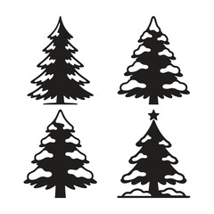 Obraz premium Christmas Tree Silhouette Vector Set