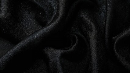 Fototapeta premium Close-up of black fabric with soft folds and texture.