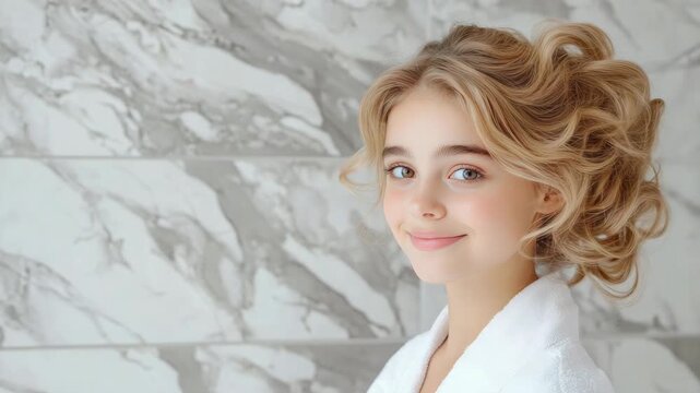 A bright atmosphere highlights a joyful moment filled with styling and playful curls, creating a delightful look