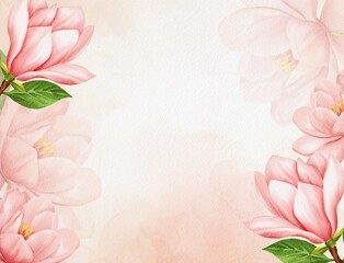 Watercolor Magnolia Flowers Background