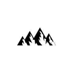  mountain peak outlines, solid black filled shapes, vector,