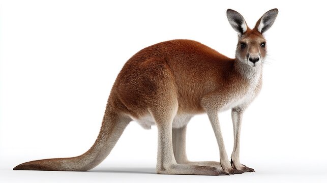 Majestic Marsupial: A Portrait of a Powerful Creature Against a Pure White Background. - Powered by Adobe