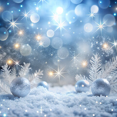 Frosty sparkling background with silver light reflections and icy particles — elegant and minimal Christmas mood.