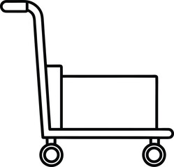 airport luggage cart line art on white background.eps