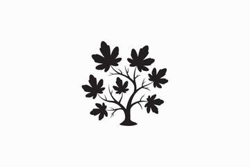 Broadleaf  Maple tree vector silhouettes black image. .eps