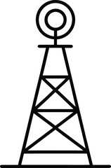 radar tower outline icon on white background.eps