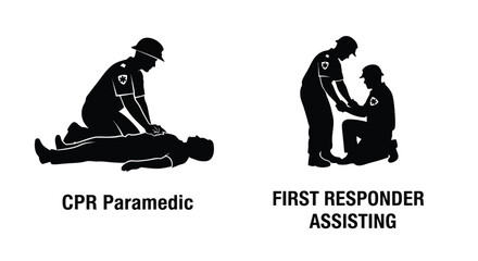 Emergency medical assistance paramedics providing cpr to a person in need
