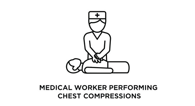 A medical worker is shown performing chest compressions on a patient