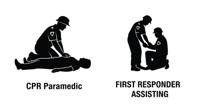 Emergency medical assistance paramedics providing cpr to a person in need