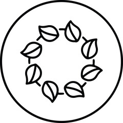 Illustrator Circle of leaves simple outline logo design Silhouette vector