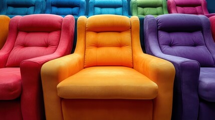 Colorful theater seats in a row