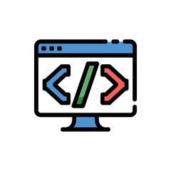 Coding icon on White Background Vector Art Illustration on white background.