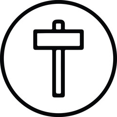 Illustrator Hammer tool in circle icon construction instrument Silhouette vector
