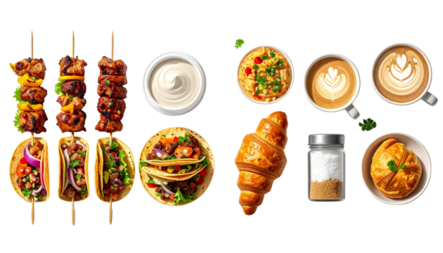  Street Food & Café Bundle — isolated on transparent background  (3) - Powered by Adobe