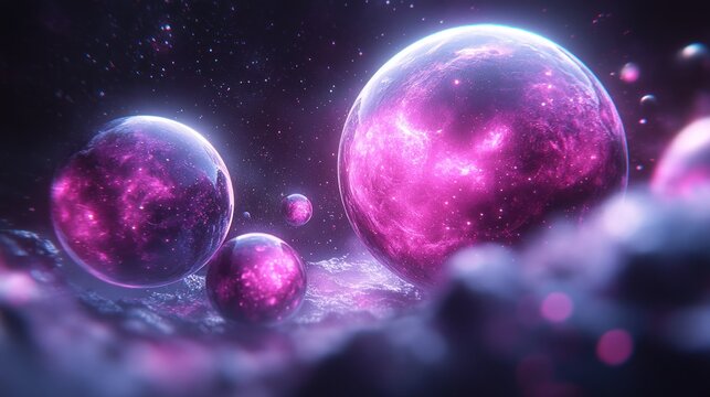 Cosmic orbs glow in a nebula