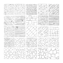 Gordijnen Landschap patronen Architectural CAD Hatch Pattern Set, Vector Collection of Abstract Line Textures, Mosaic, Brick, Tile, and Stone Patterns for Architecture, Interior, and Landscape Design Plans  © Dazzling Arts