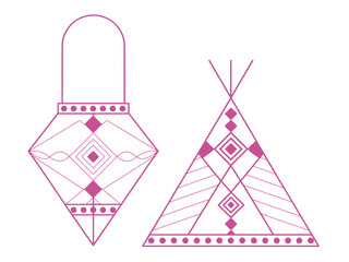 Two decorative geometric tribal patterned objects are displayed against a white background.