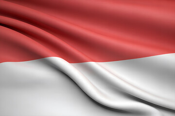 3D Close-Up Indonesia Flag – Realistic Red and White Fabric with Smooth Waves