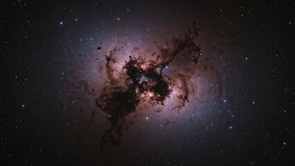 Obraz premium Deep space nebula with dense star cluster and cosmic dust, showcasing vibrant colors and intricate structures in the universe.