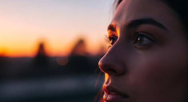 Contemplative gaze at sunset - a moment of reflection