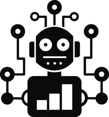 Machine learning silhouette icon on white background