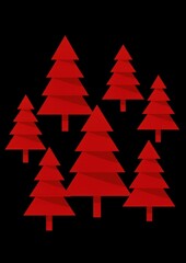 Obraz premium Minimalist red trees on black