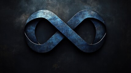 Dark, metallic infinity symbol on a textured background