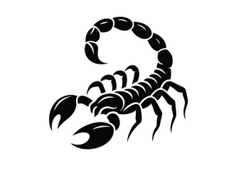 Scorpio, black and white vector silhouette